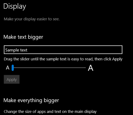 How to change the font size in Windows 10